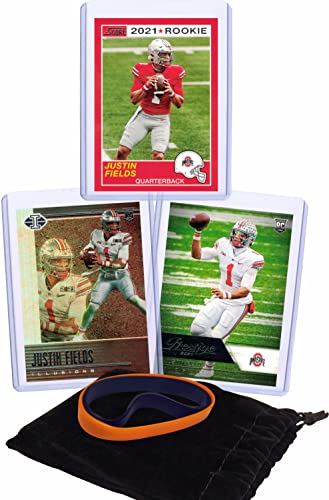 Justin Fields Rookie Cards Assorted 3 Card Gift Bundle - Chicago Bears Football Trading Cards