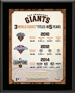 san francisco giants three titles in five years 10.5″ x 13″ sublimated plaque – mlb team plaques and collages