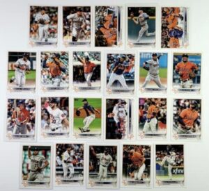 2022 topps (series 1 & 2) houston astros world champions team set of 22 cards: inc yordan alvarez, jose altuve, correa, justin verlander plus a bonus pack of 2023 topps 1 bb look for autos, relics rc