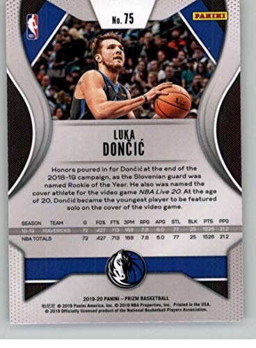 2019-20 Prizm Basketball #75 Luka Doncic Dallas Mavericks Official NBA Trading Card From Panini America