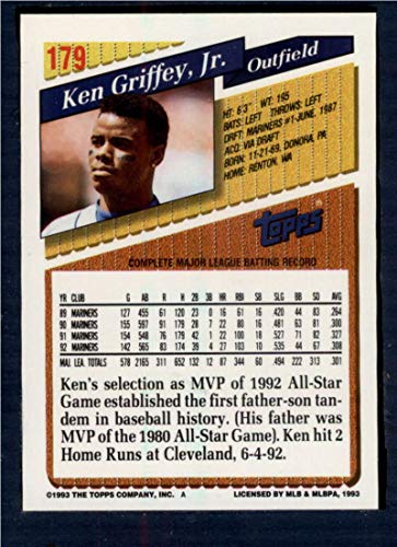 1993 Topps #179 Ken Griffey Jr. NM-MT Seattle Mariners Baseball