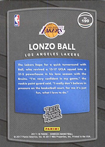 Basketball NBA 2017-18 Donruss #199 Lonzo Ball Rated Rookie RC Lakers