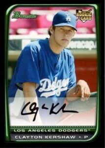 2008 bowman draft picks baseball #bdp26 clayton kershaw rookie card (rc) shipped in a protective acrylic screwdown holder