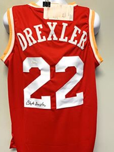 clyde drexler houston rockets signed autograph custom jersey red jsa certified