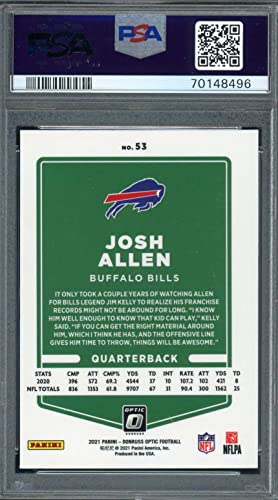 Josh Allen 2021 Panini Donruss Optic Football Card #53 Graded PSA 9