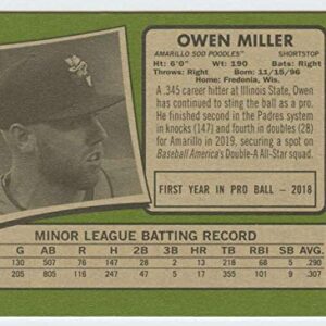 2020 Topps Heritage Minors #166 Owen Miller RC Rookie Amarillo Sod Poodles Baseball Trading Card