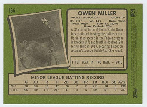 2020 Topps Heritage Minors #166 Owen Miller RC Rookie Amarillo Sod Poodles Baseball Trading Card