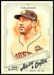 2018 topps allen and ginter #275 justin verlander astros baseball card