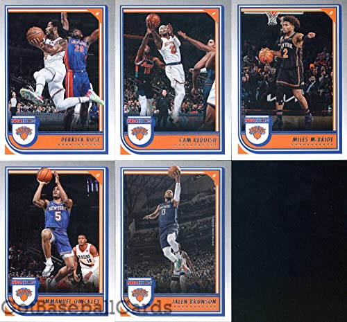 2022-23 Panini NBA Hoops Veteran New York Knicks Team Set of 11 Cards: RJ Barrett(#18), Evan Fournier(#19), Julius Randle(#20), Obi Toppin(#21), Kemba Walker(#22), Quentin Grimes(#23), Derrick Rose(#24), Cam Reddish(#25), Miles McBride(#27), Immanuel Quic