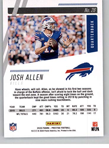 2020 Prestige NFL #26 Josh Allen Buffalo Bills Official Panini Football Trading Card