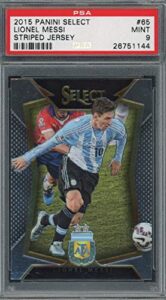 lionel messi 2015 panini select soccer card #65 graded psa 9 mint