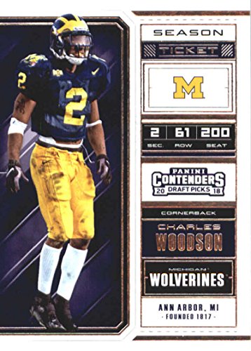 2018 Panini Contenders Draft Picks Season Ticket #18 Charles Woodson Michigan Wolverines NCAA Collegiate Football Card