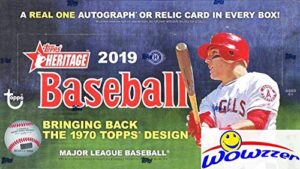 2019 topps heritage baseball huge factory sealed 24 pack hobby box with autograph or memorablia card & exclusive box loader! look for real one autographs, relics, parallels, inserts & more! wowzzer!