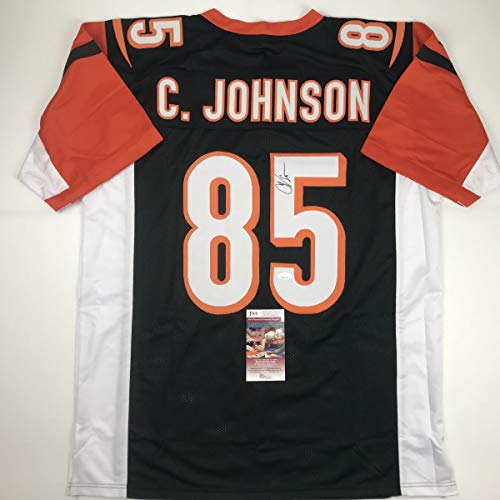 Autographed/Signed Chad Johnson Ochocinco Cincinnati Black Football Jersey JSA COA