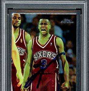 Allen Iverson Autographed 1996-97 Topps Chrome Rookie Card #171 Philadelphia 76ers PSA 8 Auto Grade Gem Mint 10 PSA/DNA #68017889 - Basketball Autographed Cards