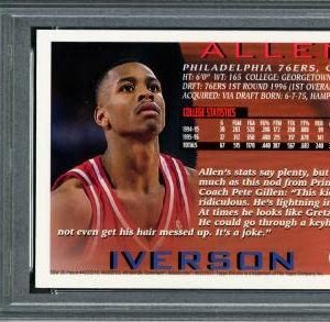 Allen Iverson Autographed 1996-97 Topps Chrome Rookie Card #171 Philadelphia 76ers PSA 8 Auto Grade Gem Mint 10 PSA/DNA #68017889 - Basketball Autographed Cards