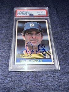 don mattingly signed 1984 donruss rookie card new york yankee psa gem mint 10#3 – baseball slabbed autographed cards