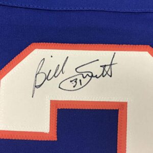 Autographed/Signed Billy Smith New York Blue Hockey Jersey JSA COA