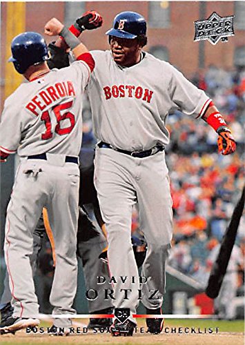 David Ortiz baseball card (Boston Red Sox Elbow Bash Dustin Pedroia) 2008 Upper Deck #373