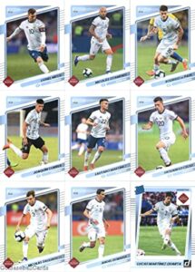 2021-22 donruss road to qatar argentina team set of 9 cards: lionel messi(#1), nicolas otamendi(#2), rodrigo de paul(#3), joaquin correa(#4), lautaro martinez(#5), giovani lo celso(#6), nicolas tagliafico(#7), angel di maria(#8), lucas martinez quarta(#17