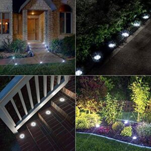 Brizled Solar Ground Lights, 12 Pack 8 LED Solar In-Ground Lights, Waterproof Solar Disk Lights Garden Lights Outdoor Landscape Lighting Disc Lights for Pathway Lawn Yard Driveway Walkway, Cool White