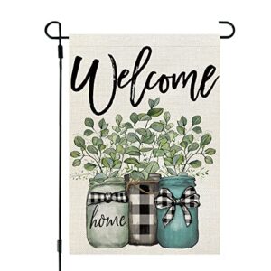 crowned beauty welcome garden flag floral mason jar 12×18 inch double sided for outside small buffalo plaid burlap yard flag cf789-12