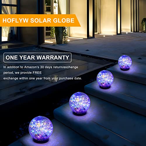 HOFLYW Solar Globes Lights Outdoor Garden Decor Solar Balls for Garden Crackle Glass Solar Lights Yard Decor 1 Pack for Outdoor Decor Decorations Pathway Patio Yard Lawn (Colorful, Medium 1 Pack)