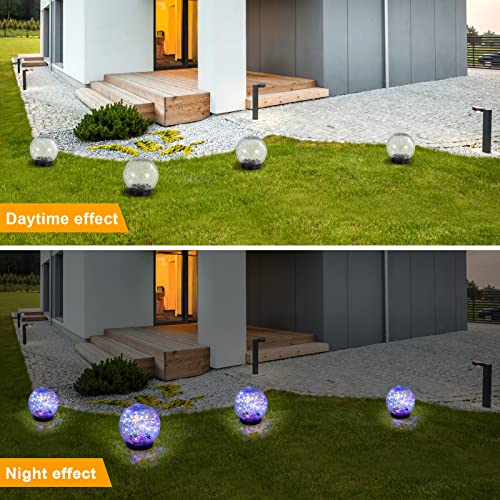 HOFLYW Solar Globes Lights Outdoor Garden Decor Solar Balls for Garden Crackle Glass Solar Lights Yard Decor 1 Pack for Outdoor Decor Decorations Pathway Patio Yard Lawn (Colorful, Medium 1 Pack)