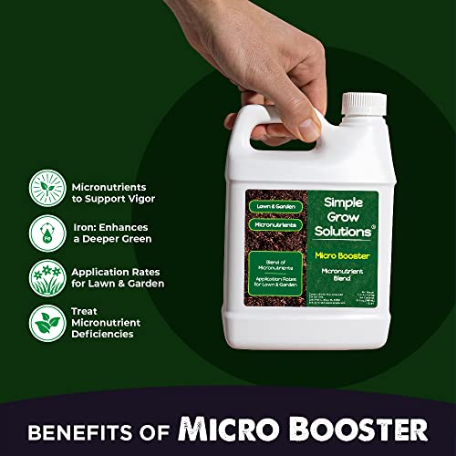 Organic Micronutrient Booster- Complete Plant & Turf Nutrients- Simple Grow Solutions- Natural Garden & Lawn Fertilizer- Grower, Gardener- Liquid Food for Grass, Tomatoes, Flowers, Vegetables (32 Ounce)