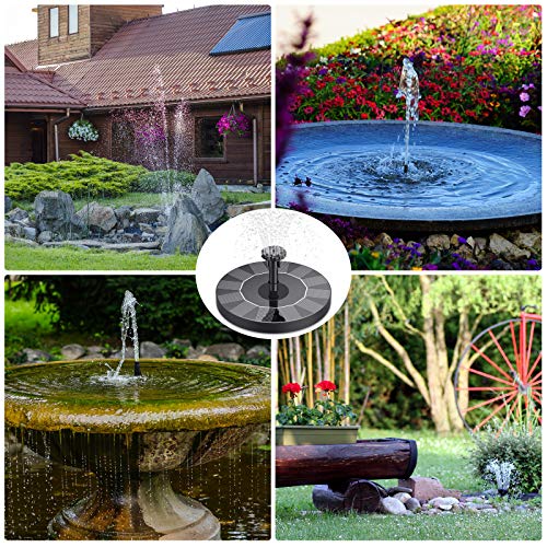 AISITIN Solar Fountain Pump 1.5W Solar Water Fountain Pump with 6 Nozzles, Solar Powered Fountain Pump for Bird Bath, Ponds, Garden,Swimming Pool, Fish Tank, Outdoor and Aquarium