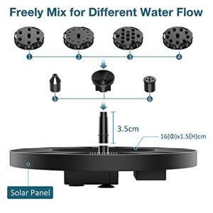 AISITIN Solar Fountain Pump 1.5W Solar Water Fountain Pump with 6 Nozzles, Solar Powered Fountain Pump for Bird Bath, Ponds, Garden,Swimming Pool, Fish Tank, Outdoor and Aquarium