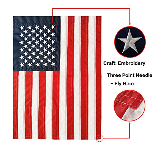 American Flag Garden Flag 12.5 x 18 Inch USA Garden Flag 4th of July flags American Flag Embroidered Stars and Sewn Stripes