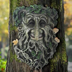 bexleybay tree face outdoor statues, whimsical tree face tree huggers sculptures – old man tree face garden decors yard art, 9″x6.5″x3.5″