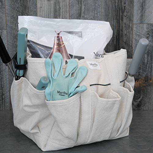 Martha Stewart Heavy-Duty Canvas Garden Bag with 6-Inch Exterior Pockets and 11-Inch Interior Pockets