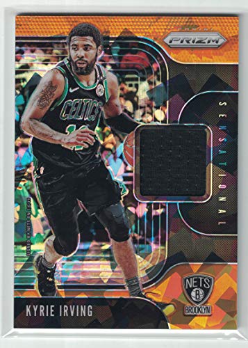 2019 Panini Prizm Refractor Kyrie Irving Orange Cracked Ice Game Worn Jersey Card