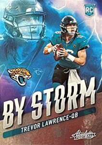 new 2021 panini absolute football authentic trevor lawrence rookie card by storm – jacksonville jaguars