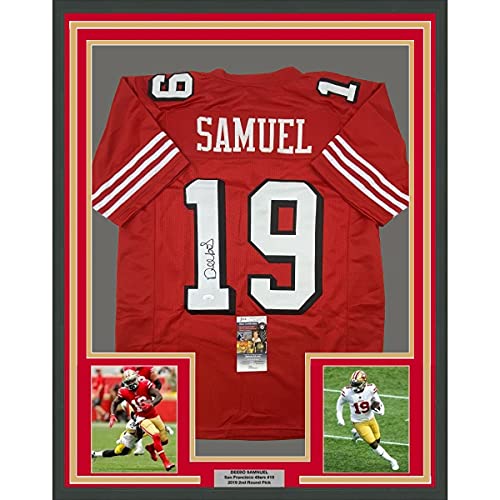 Framed Autographed/Signed Deebo Samuel 33x42 San Francisco Red Alternate Football Jersey JSA COA