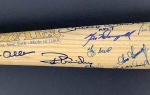 Mickey Mantle Signed Bat Baseball Yankees HOF Derek Jeter Autograph 34 Sigs JSA - Autographed MLB Bats