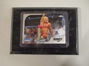 mandy rose 2020 wwe smackdown live topps chrome superstar card mounted on a 4″ x 6″ black marble plaque