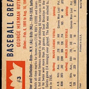 1960 Fleer # 3 Babe Ruth New York Yankees (Baseball Card) GOOD Yankees