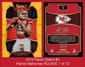 patrick mahomes 2020 panini select #2 7 of 10 rookie rc reprint – football card