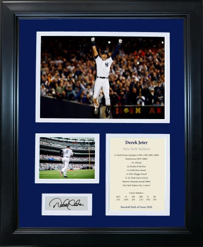 Framed Derek Jeter Hall of Fame Facsimile Laser Engraved Signature Auto New York Yankees Baseball 12"x15" Photo Collage