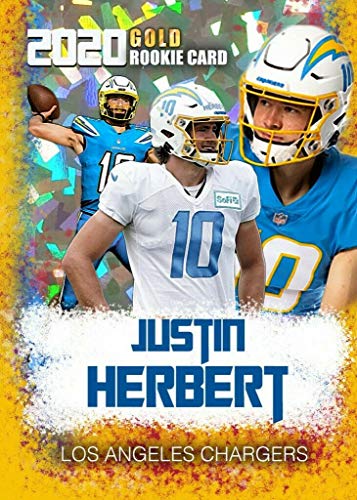 2020 JUSTIN HERBERT FIRST EVER ROOKIE GEMS GOLD CONFETTI ROOKIE CARD CHARGERS