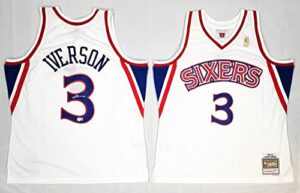 allen iverson autographed philadelphia 76ers mitchell & ness white 1996-97 swingman jersey beckett witnessed – autographed nba jerseys