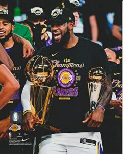 los angeles lakers lebron james 2020 nba finals mvp with his new championship and mvp trophies 8×10 photo picture