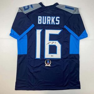 autographed/signed treylon burks tennessee dark blue football jersey beckett bas coa