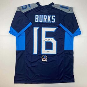 Autographed/Signed Treylon Burks Tennessee Dark Blue Football Jersey Beckett BAS COA