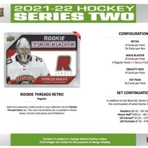 2021 2022 Upper Deck Hockey Series 2 Factory Sealed Unopened Collectible TIN with 9 Packs Including 72 Cards Total with Possible Young Gun Rookie Cards Plus an Exclusive Bonus 3 Card O Pee Chee Rookie Pack