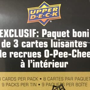 2021 2022 Upper Deck Hockey Series 2 Factory Sealed Unopened Collectible TIN with 9 Packs Including 72 Cards Total with Possible Young Gun Rookie Cards Plus an Exclusive Bonus 3 Card O Pee Chee Rookie Pack