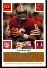 joe montana – san francisco 49ers – all star – mcdonald’s nfl play & win 1986 football card